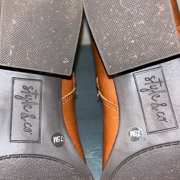 Style & Co. Womens Fellicity Faux Leather Ankle Brown Cognac Booties sz 7.5 EUC - Picture 10 of 14